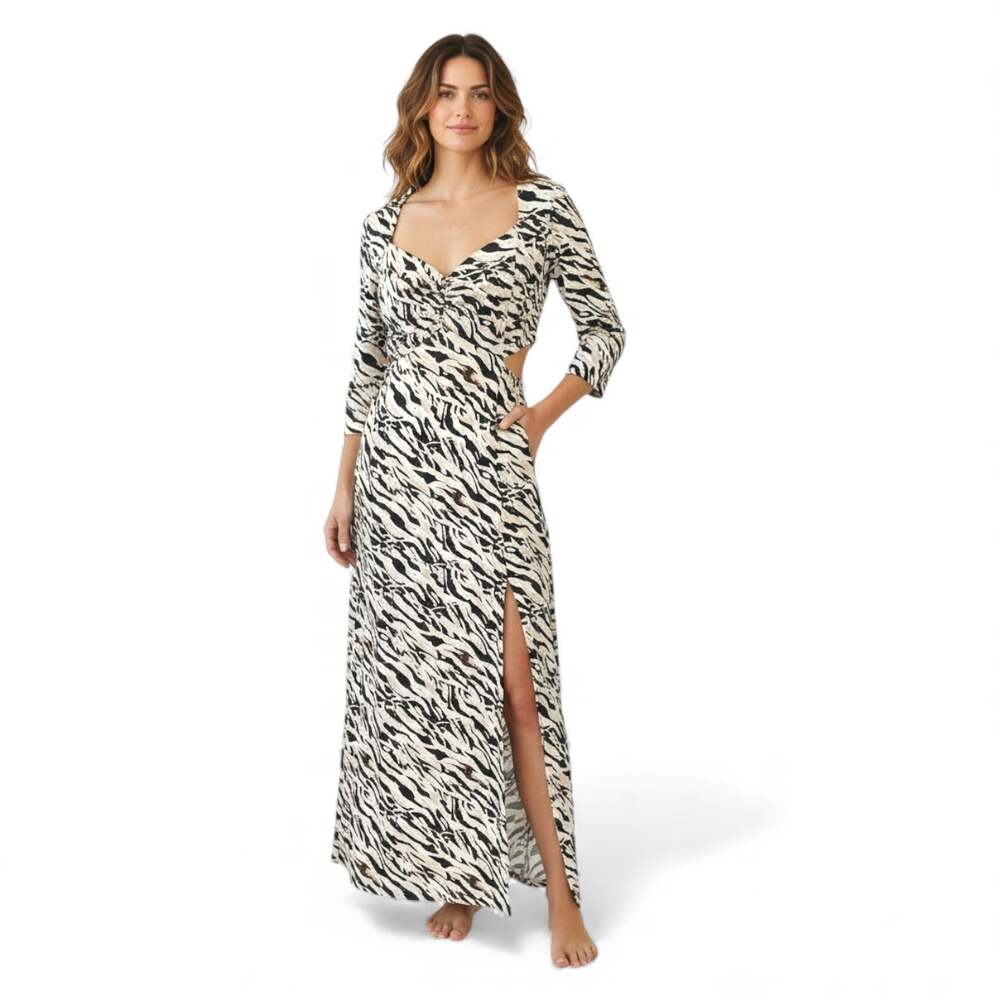 TORRID Slinky Knit Tiger Print Baby Doll Maxi Dress 10  Coquette Clubwear Party